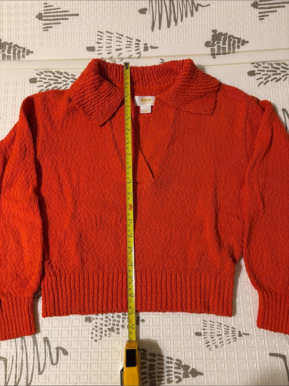 Mauve Textured Bright Orange V‑Neck Cropped Sweater